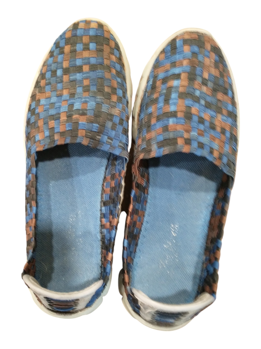 Stella  style Blue and Brown Woven Slip-On Flats